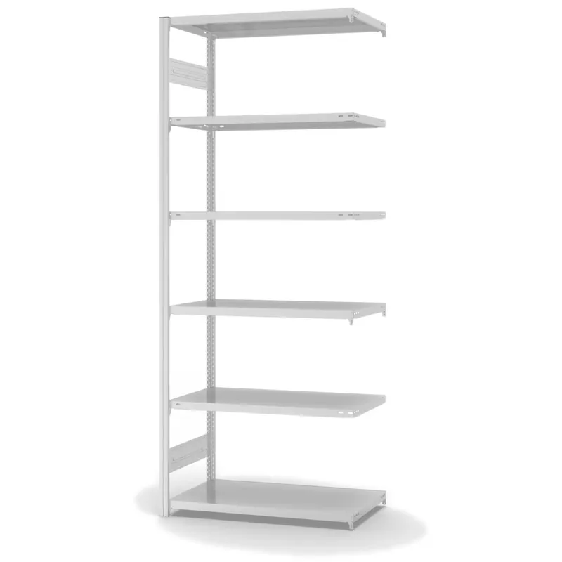 Neuheit hofe Anbau-Fachbodenregal für Beidseitige Nutzung - Stecksystem ORION PLUS - Fachlast 140 kg - H2500 B1000 T500 mm - RAL7035 Lichtgrau