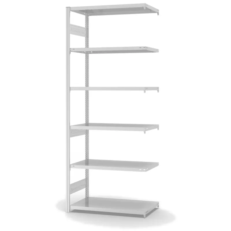 hofe Anbau-Fachbodenregal für Beidseitige Nutzung - Stecksystem ORION PLUS - Fachlast 330 kg - H2500 B1000 T500 mm - RAL7035 Lichtgrau Sichere Zahlung