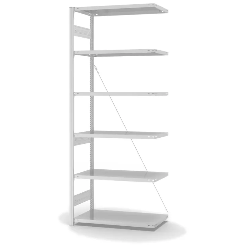 hofe Anbau-Fachbodenregal für Einseitige Nutzung - Stecksystem ORION PLUS - Fachlast 330 kg - H2500 B1000 T500 mm - RAL7035 Lichtgrau Neue Kollektion