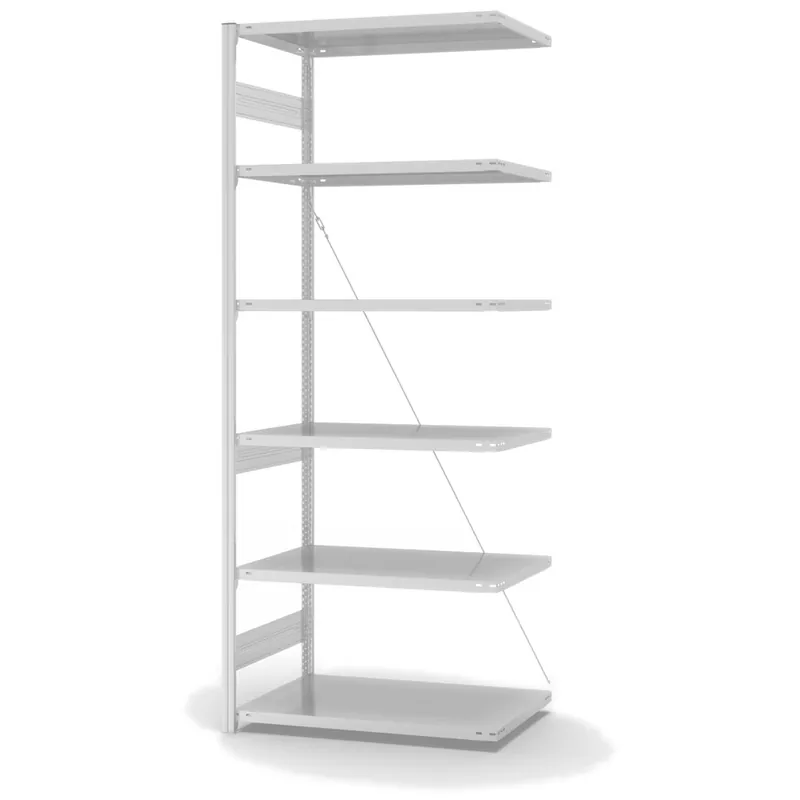 Preisknaller hofe Anbau-Fachbodenregal für Einseitige Nutzung - Stecksystem ORION PLUS - Fachlast 240 kg - H2500 B1000 T600 mm - RAL7035 Lichtgrau