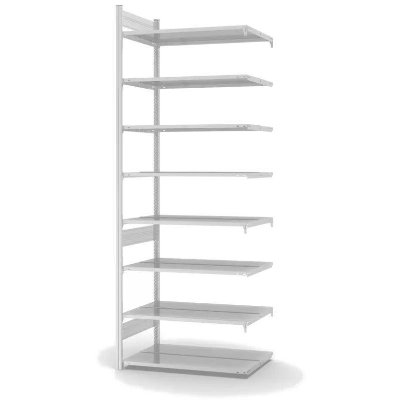 hofe Akten-Anbauregal für Zweiseitige Nutzung - Stecksystem ORION PLUS - 1000x600mm 2700mm Profil+Boden lichtgrau RAL7035 Preisknaller