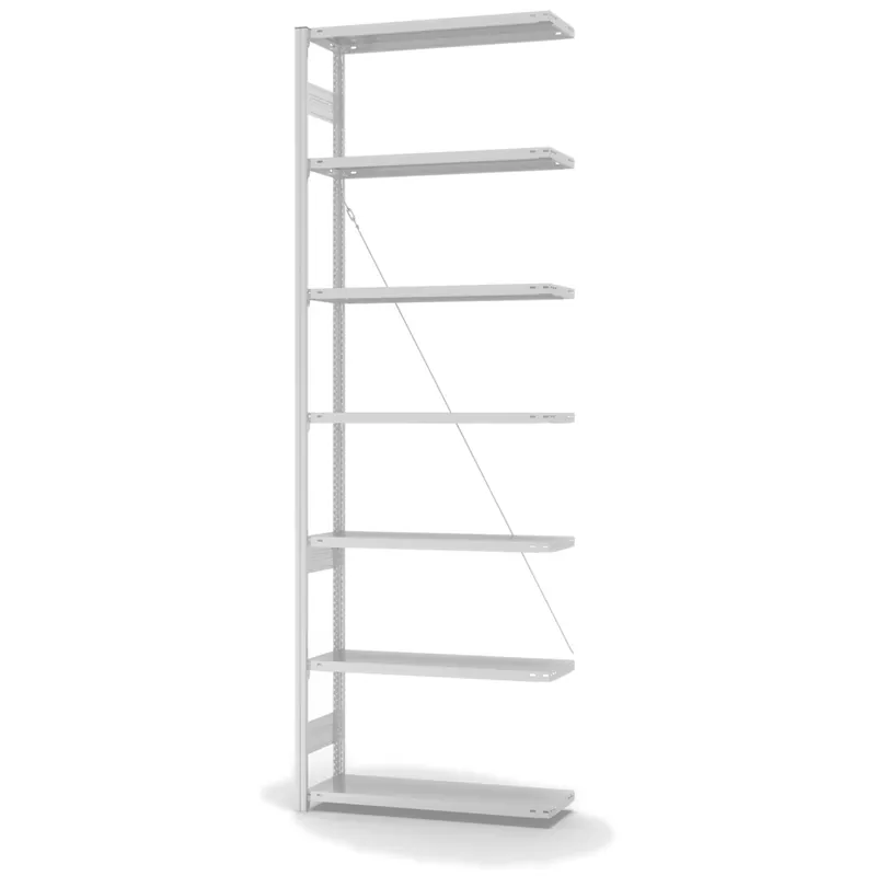 Beliebt hofe Anbau-Fachbodenregal für Einseitige Nutzung - Stecksystem ORION PLUS - Fachlast 220 kg - H3000 B1000 T300 mm - RAL7035 Lichtgrau