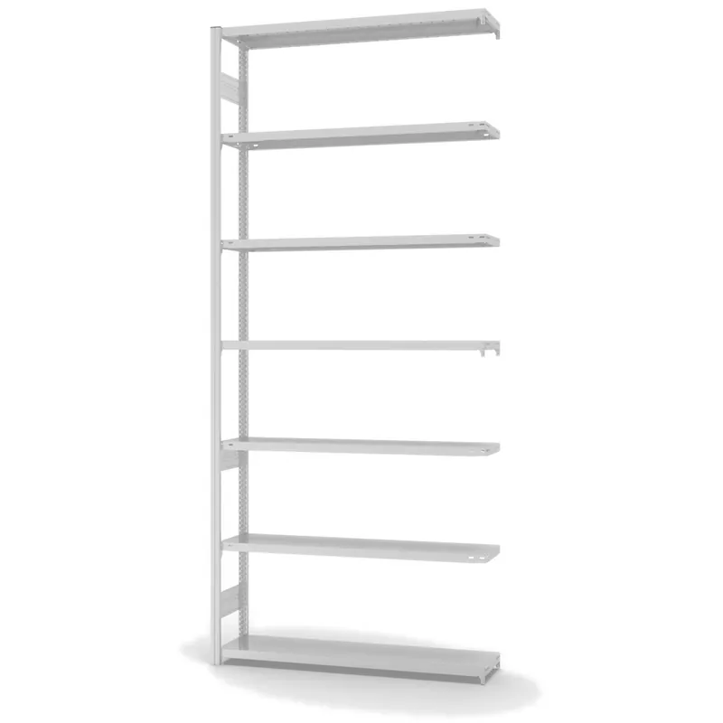 hofe Anbau-Fachbodenregal für Beidseitige Nutzung - Stecksystem ORION PLUS - Fachlast 175 kg - H3000 B1300 T300 mm - RAL7035 Lichtgrau Versand Am Gleichen Tag
