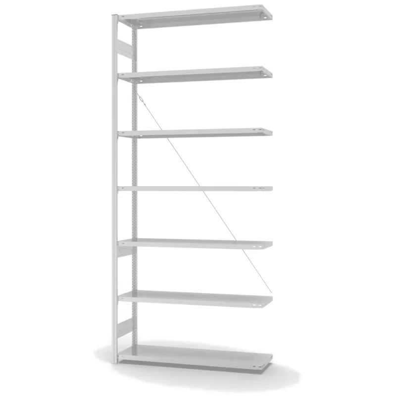 Top-Seller hofe Anbau-Fachbodenregal für Einseitige Nutzung - Stecksystem ORION PLUS - Fachlast 215 kg - H3000 B1300 T400 mm - RAL7035 Lichtgrau