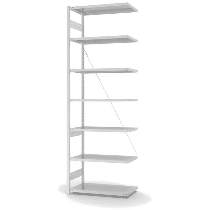 Super-Preis hofe Anbau-Fachbodenregal für Einseitige Nutzung - Stecksystem ORION PLUS - Fachlast 230 kg - H3000 B1000 T500 mm - RAL7035 Lichtgrau