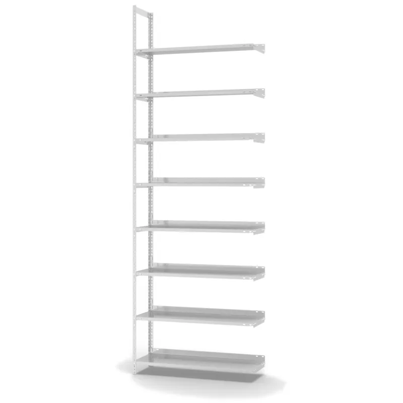 hofe Akten-Anbauregal für Einseitige Nutzung - Schraubsystem WR - 1000 x 300 mm2900 mm Winkelpfosten und Böden RAL7035 lichtgrau Top-Preis