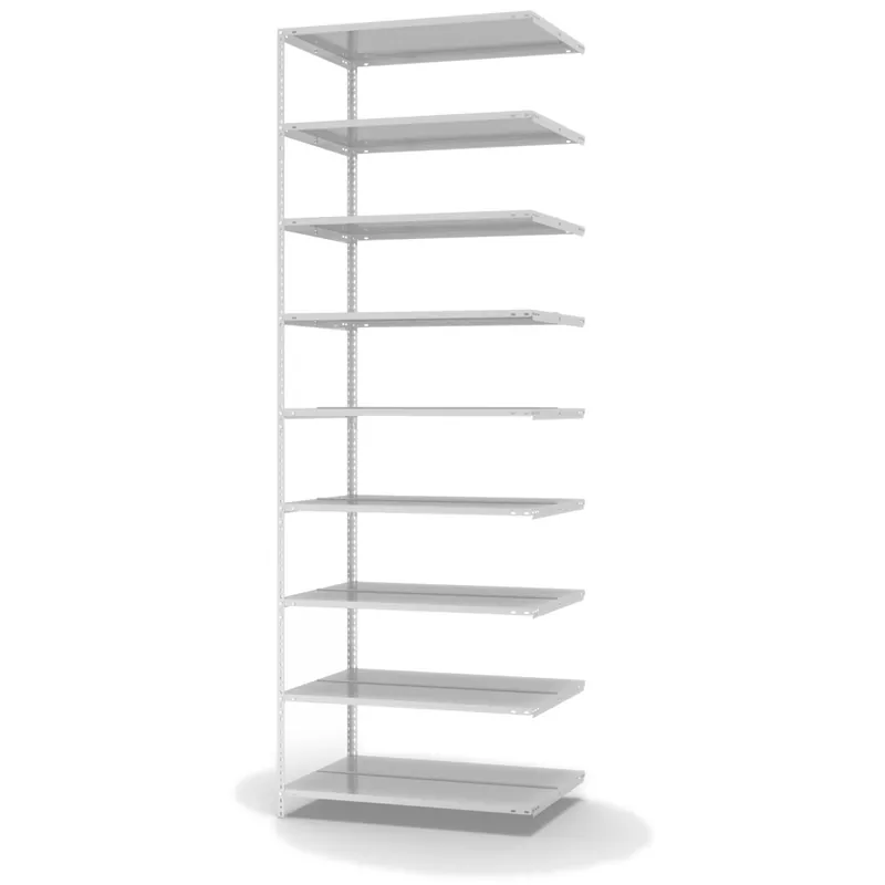 hofe Akten-Anbauregal für Zweiseitige Nutzung - Schraubsystem WR - 1000 x 600 mm2900 mm Winkelpfosten und Böden RAL7035 lichtgrau Letzte Chance