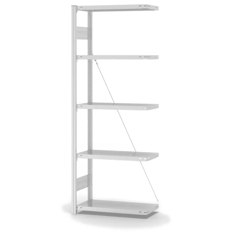 Top-Seller hofe Anbau-Fachbodenregal für Einseitige Nutzung - Stecksystem ORION PLUS - Fachlast 150 kg - H2000 B750 T300 mm - RAL7035 Lichtgrau