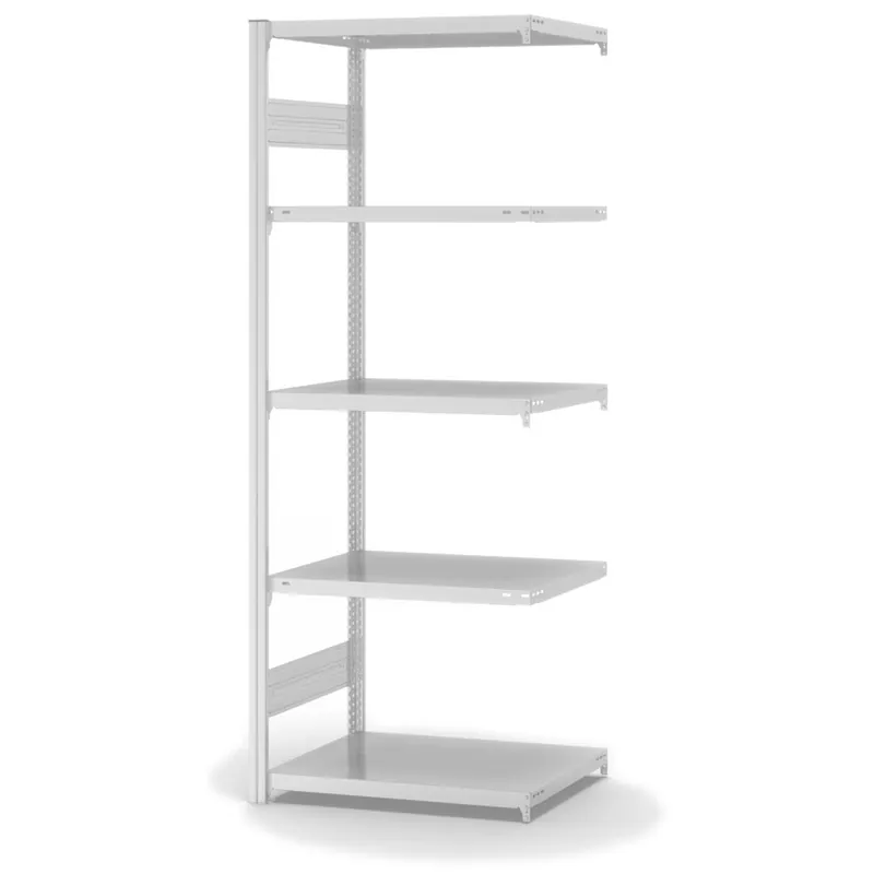 Neue Ware hofe Anbau-Fachbodenregal für Beidseitige Nutzung - Stecksystem ORION PLUS - Fachlast 230 kg - H2000 B750 T500 mm - RAL7035 Lichtgrau