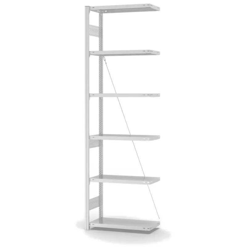 hofe Anbau-Fachbodenregal für Einseitige Nutzung - Stecksystem ORION PLUS - Fachlast 220 kg - H2500 B750 T300 mm - RAL7035 Lichtgrau Direkt Vom Hersteller