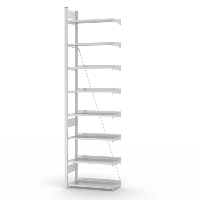 hofe Akten-Anbauregal für Einseitige Nutzung - Stecksystem ORION PLUS - 750x300mm 2700mm Profil+Boden lichtgrau RAL7035 Echt
