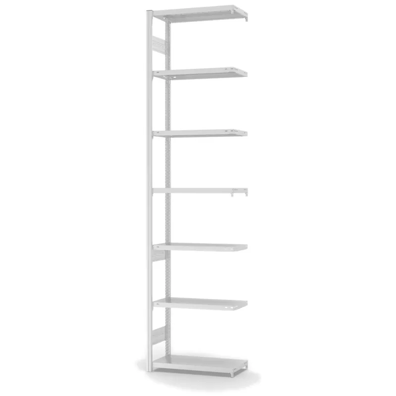 Finale Aktion hofe Anbau-Fachbodenregal für Beidseitige Nutzung - Stecksystem ORION PLUS - Fachlast 150 kg - H3000 B750 T300 mm - RAL7035 Lichtgrau
