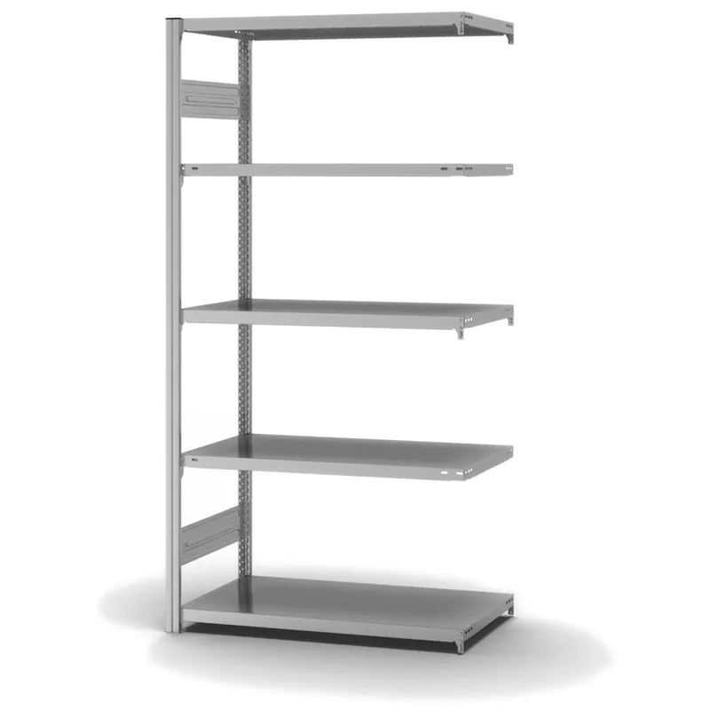 hofe Anbau-Fachbodenregal für Beidseitige Nutzung - Stecksystem ORION PLUS - Fachlast 230 kg - H2000 B1000 T500 mm - Verzinkt Markenprodukt