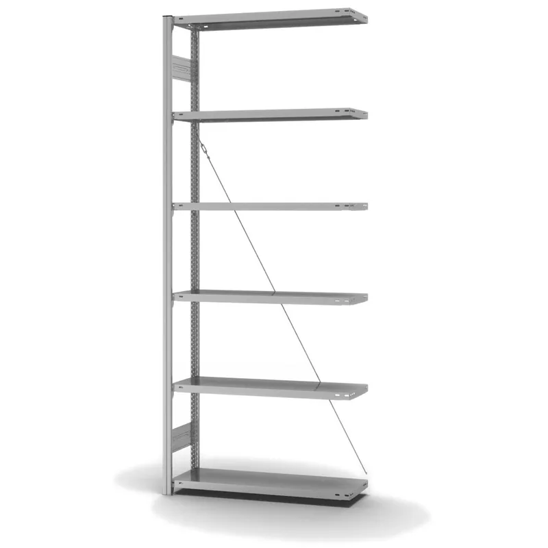 hofe Anbau-Fachbodenregal für Einseitige Nutzung - Stecksystem ORION PLUS - Fachlast 150 kg - H2500 B1000 T300 mm - Verzinkt Echt