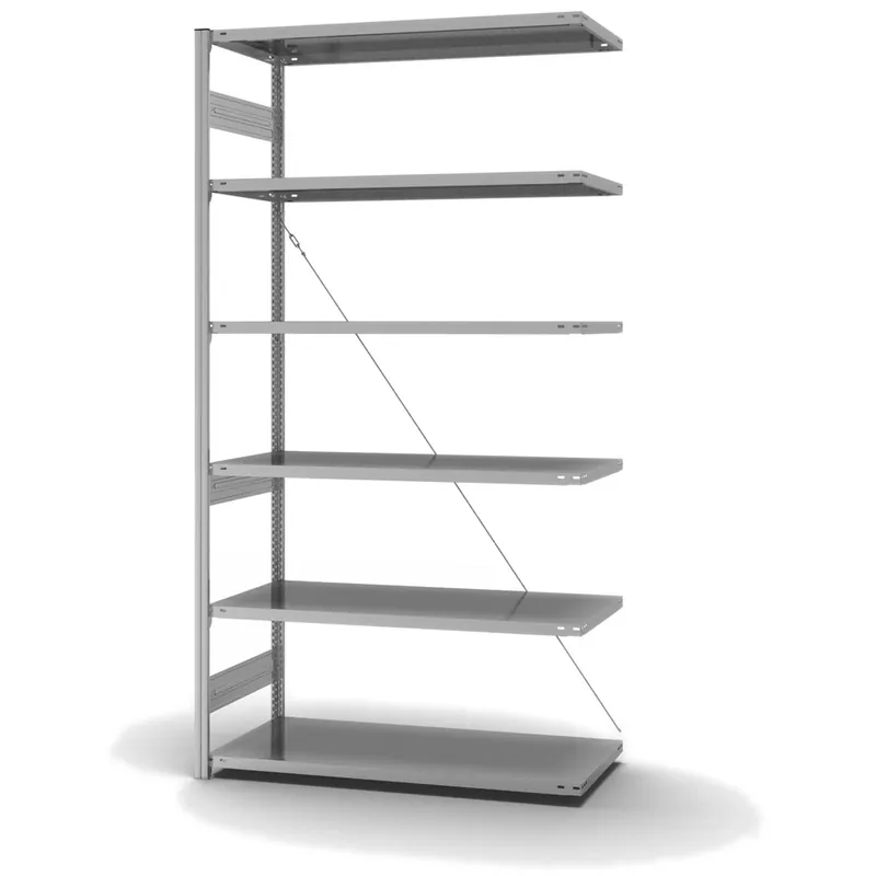 Mega-Angebot hofe Anbau-Fachbodenregal für Einseitige Nutzung - Stecksystem ORION PLUS - Fachlast 330 kg - H2500 B1300 T600 mm - Verzinkt