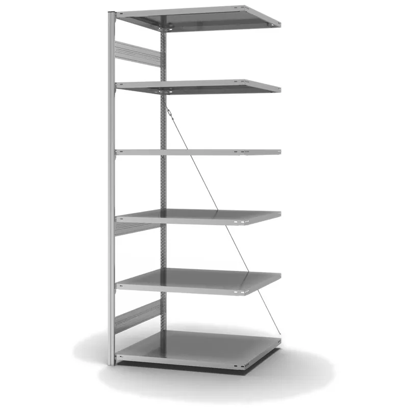 Finale Aktion hofe Anbau-Fachbodenregal für Einseitige Nutzung - Stecksystem ORION PLUS - Fachlast 330 kg - H2500 B1000 T800 mm - Verzinkt