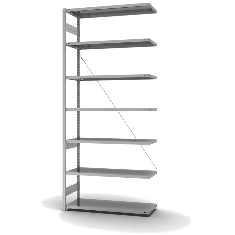 Wochenendangebot hofe Anbau-Fachbodenregal für Einseitige Nutzung - Stecksystem ORION PLUS - Fachlast 185 kg - H3000 B1300 T500 mm - Verzinkt