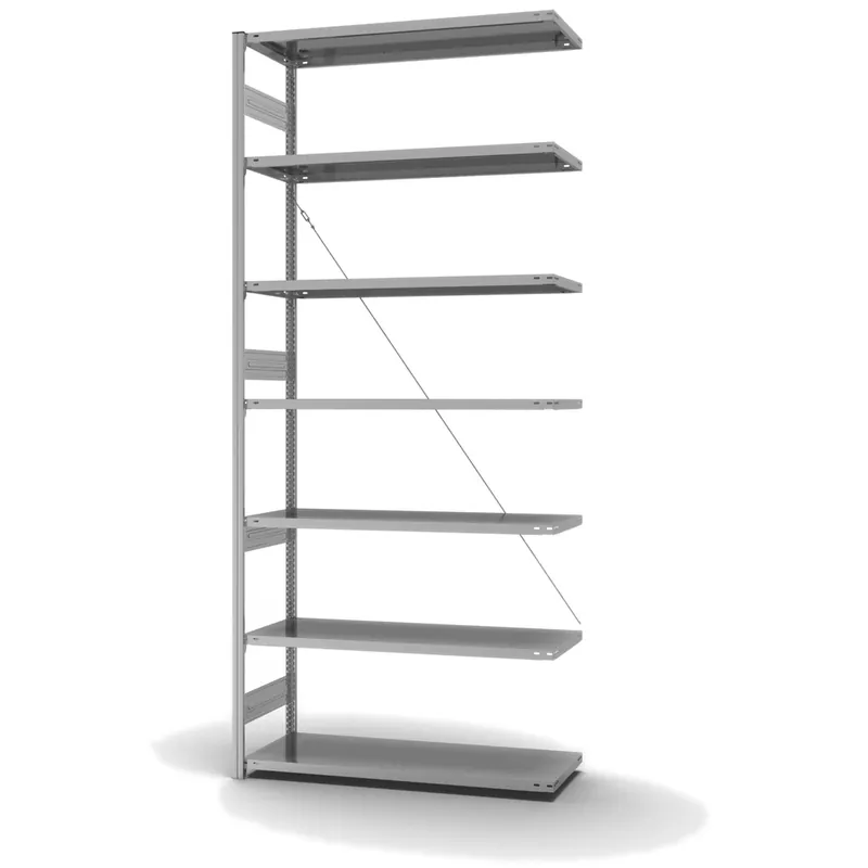 Aktuell hofe Anbau-Fachbodenregal für Einseitige Nutzung - Stecksystem ORION PLUS - Fachlast 330 kg - H3000 B1300 T500 mm - Verzinkt