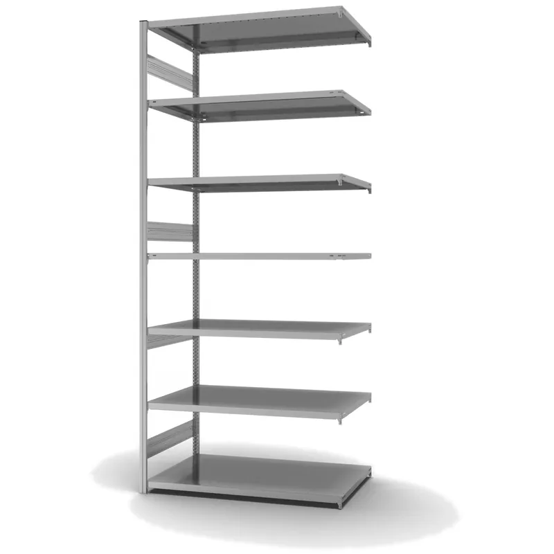 hofe Anbau-Fachbodenregal für Beidseitige Nutzung - Stecksystem ORION PLUS - Fachlast 330 kg - H3000 B1300 T800 mm - Verzinkt Preis Gesenkt