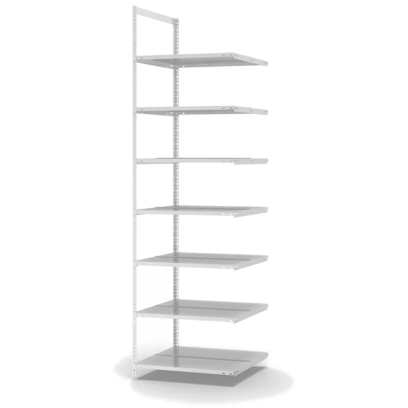 hofe Akten-Anbauregal für Zweiseitige Nutzung - Schraubsystem WR - 750 x 600 mm2550 mm Winkelpfosten und Böden RAL7035 lichtgrau Preisknaller