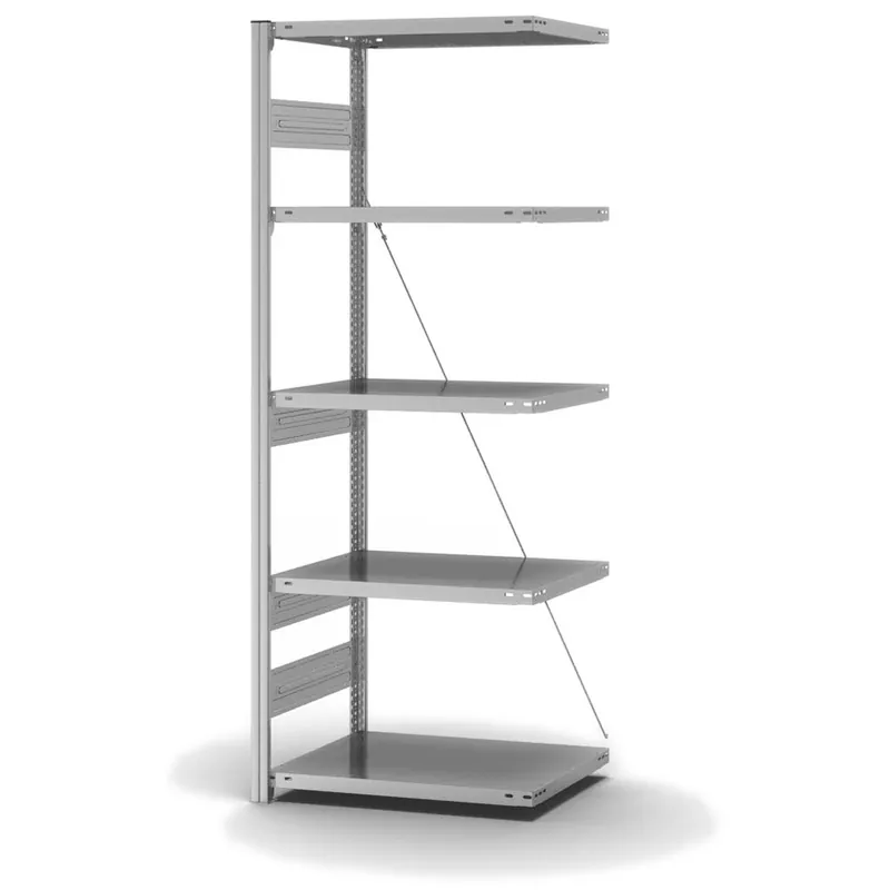 hofe Anbau-Fachbodenregal für Einseitige Nutzung - Stecksystem ORION PLUS - Fachlast 300 kg - H2000 B750 T500 mm - Verzinkt Angebot