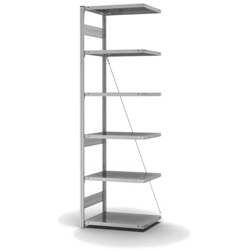 Solange Der Vorrat Reicht hofe Anbau-Fachbodenregal für Einseitige Nutzung - Stecksystem ORION PLUS - Fachlast 300 kg - H2500 B750 T500 mm - Verzinkt