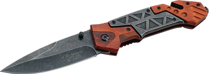 Nur Heute Rettungsmesser Klingen-L.92mm Heft-L.127mm L.geöffnet 219mm Pakkaholz HERBERTZ