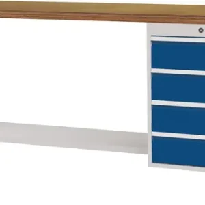 Werkbank signalblau lichtgrau B2000xH859xT750mm Buche Multiplex 40mm 4 Schubl. Neuheit
