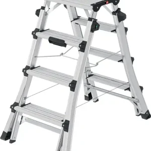 Bestpreis Stufenstehleiter DTL100 2x4-2x6 Stufen Alu.Gesamt-H.981-1430mm teleskopier.HAILO