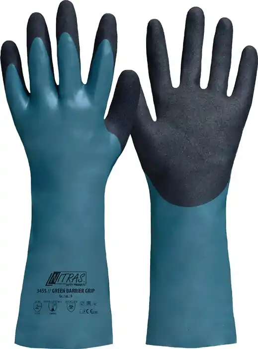 Chemiehandschuhe Green Barrier Grip Gr.9 grün/schwarz EN 388,EN 374 VE: 12 Paare Heißes Angebot