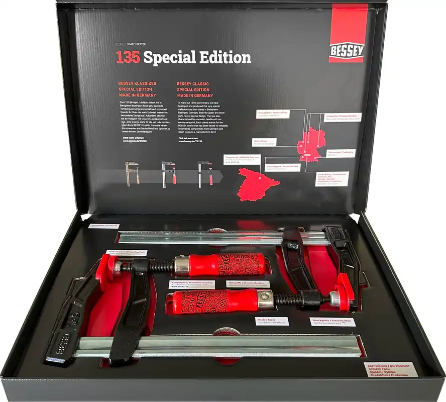 Preisreduziert BESSEY Tempergusszwingen Jubiläumsset 250x120cm - Limited Edition