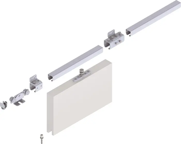 Schiebetorgarnitur Pro 100 Wand blau verz.L.2000mm Flügelgewicht max.100kg HELM Meistverkauft