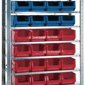 Steckregal H2000xB1000xT400mm Anbauregal 10 Stahlbd.16xMK3Z blau,20xMK3Z rot TW Neue Ware