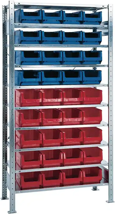 Steckregal H2000xB1000xT400mm Anbauregal 10 Stahlbd.16xMK3Z blau,20xMK3Z rot TW Neue Ware