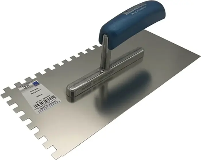 Glättekelle L.280mm B.130mm Buchenholzgriff Zahn 8x8mm rostfr.VA HAROMAC Heißes Angebot
