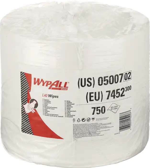 Wischtuch WYPALL L40 7452 L.ca.315 mmxB.ca.310mm weiß 1-lagig 750 Tü./Rl.WYPALL Zertifiziert