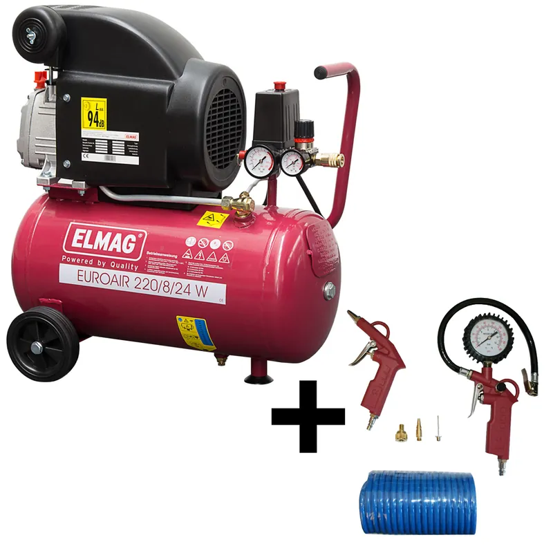 Preisreduziert ELMAG Kompressor EUROAIR 220/8/24 W - inkl. ELMAG Starter-Set