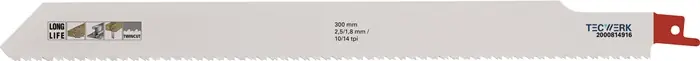 Echt Säbelsägeblatt L.300mm B.25mm TPI 10/14 2,5/1,8mm 5 St./Karte TW