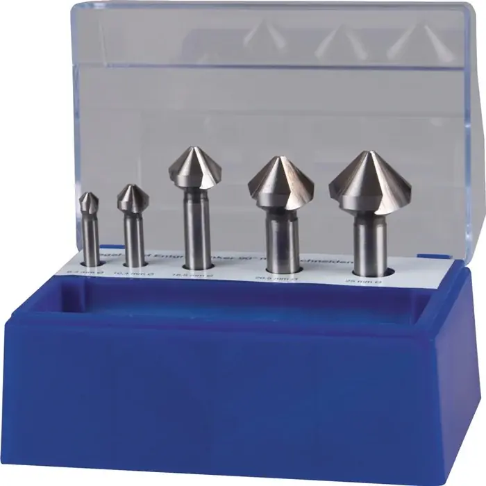 Must-Have Kegelsenkersatz DIN 335C 90Grad 6,3-25mm HSS 5-tlg.Ku.-Box TECWERK