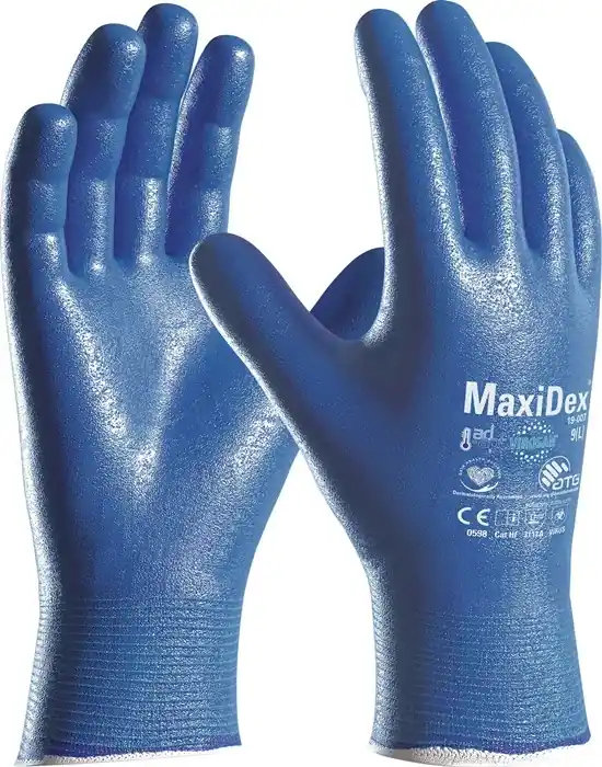 Handschuhe MaxiDex® Gr.10 blau EN ISO 374-5/EN 388 PSA III ATG VE: 12 Paare Versand Am Gleichen Tag