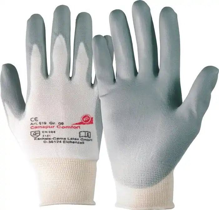 Markenprodukt Handschuhe Camapur Comfort 619+ Gr.11 weiß/grau Polyamid mitPUR EN 388 Kat.II VE: 10 Paare