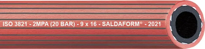 Acetylenschlauch SALDAFORM®/ROT ID 9mm Wandst.3,5mm AD 16,0mm VE: 50 Meter Preis Gesenkt