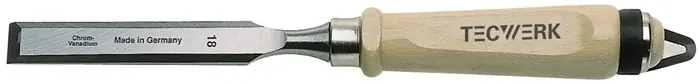 Günstig Stechbeitel Schneiden-B.18mm m.Zwinge Weißbuchenh.Ulmer Form CV-Stahl TECWERK