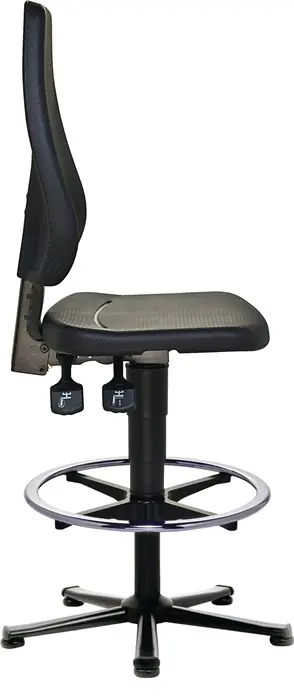 Super-Preis Arbeitsdrehstuhl TECWERK Bodengleiter+Fußring Integralschaum schwarz 580-850mm