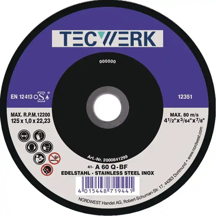 Trennscheibe Action D125x1mm ger.INOX Bohr.22,23mm TECWERK VE: 50 Stück Aktuell
