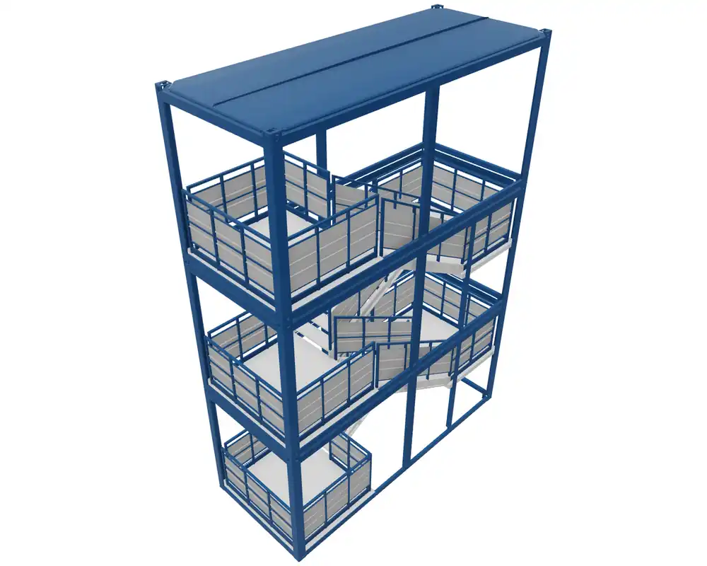 Heißes Angebot CONTAINEX 3m Treppenturm "CLASSIC XL" 20' EG+OG+2.OG mit Podesttreppe aus Stahl