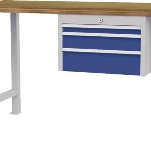 Preiswert Werkbank B1500xT750xH790-1140mm Buche-Multiplex lichtgrau/signalblau 3Schubl.