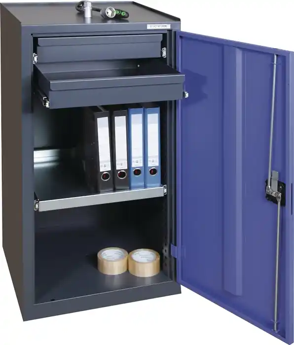 Werkzeug-/Beistellschrank H1000xB500xT500mm 2Schubl.,1Bd.anthrazit/blau TECWERK Neu