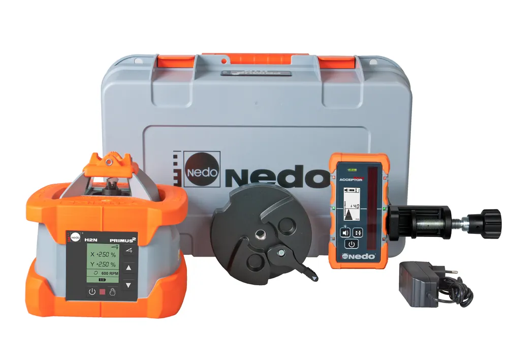 Bestpreis Nedo Rotationslaser PRIMUS 2 H2N(+) mit Laserempfänger ACCEPTOR MAXX