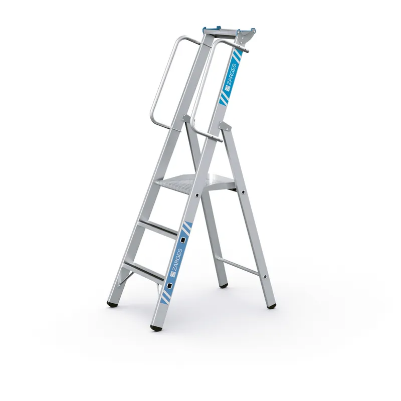 Günstig ZARGES Gebördelte Stufen-Stehleiter Meistertritt S - Aluminium natur